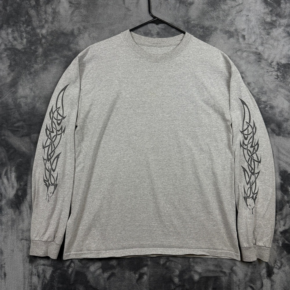 Human-i-Tees Tribal Eagle Celtic Long Sleeve Shirt Mens Large Gray Graphic Tee